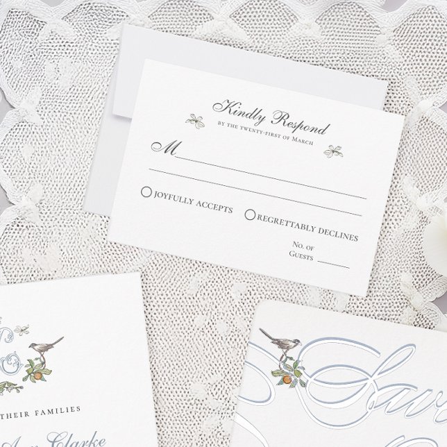 Cartão de Resposta Floral Love Birds (Criador carregado)