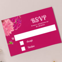 Cartão de Resposta floral Magenta