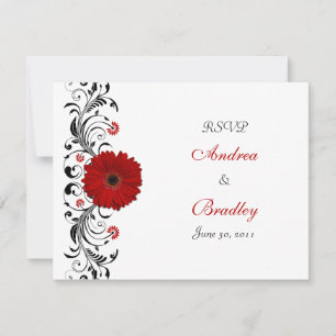 Cartão de Resposta Floral Red Gerbera Daisy