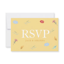 Cartão de Resposta Floral RSVP Colorida e Cheio
