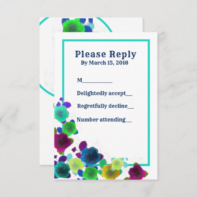 Cartão de resposta floral simples do convite da (Frente/Verso)