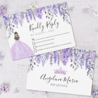 Cartão de Resposta Floral Violeta Tiara Roxo Quinc