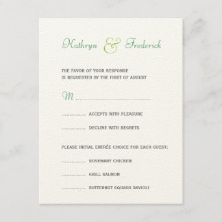 Cartão de resposta formal de casamento RSVP primav
