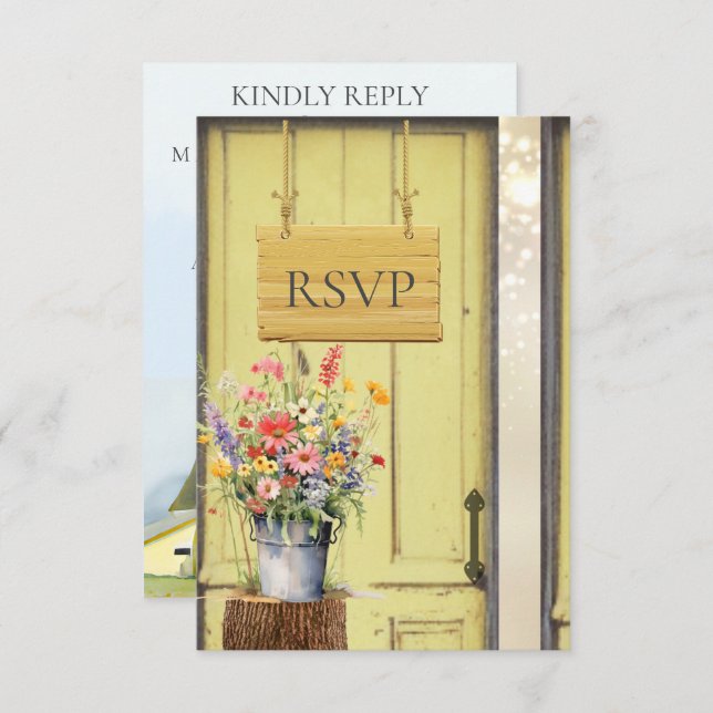 Cartão de Resposta Inclusivo Verão Amarelo Celeiro (Frente/Verso)