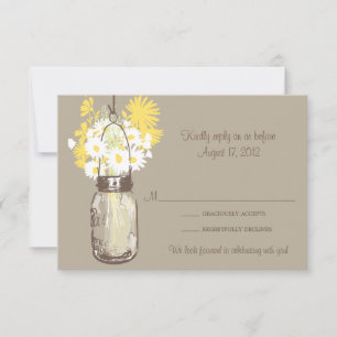 Cartão de Resposta Mason Jar & Flores Silvestres