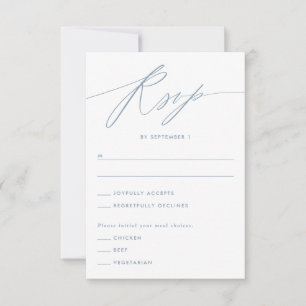 Cartão de Resposta Minimalista de Script Dusty Blu