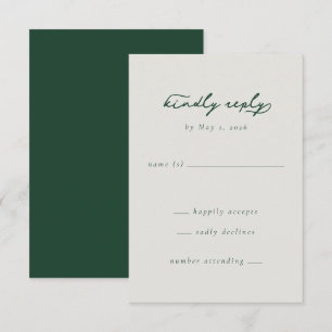 Cartão de Resposta Minimalista Verde Elegante