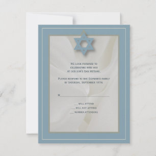 Cartão de resposta Mitzvah, Bar Elegante, em azul