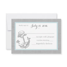 Cartão de Resposta Náutica de Cinza Ancorante