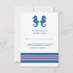 Cartão de Resposta Náutico Azul-Rosa