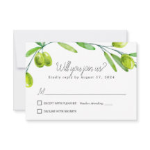 Cartão de Resposta Olive Branch Script Clássico