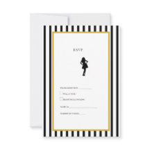 Cartão de Resposta para 50º Aniversário Preto e Do