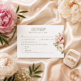 Cartão de Resposta para Casamento Blush & Ivory Pe