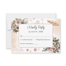 Cartão de Resposta para Casamento Boho com Tema de