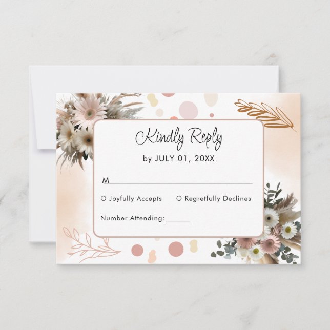 Cartão de Resposta para Casamento Boho com Tema de (Frente)