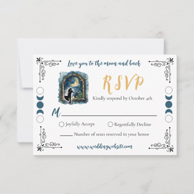 Cartão de Resposta para Casamento Celestial 'Amo V (Frente)