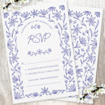 Cartão de Resposta para Casamento com Flor Silvest