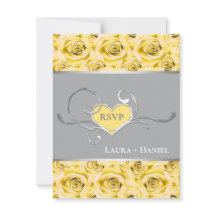 Cartão de Resposta para Casamento com Rosas Cinzas
