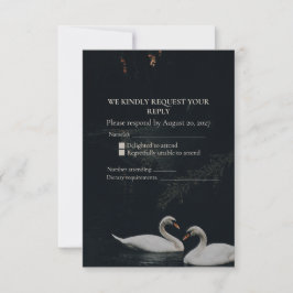 Cartão de Resposta para Casamento de Cisnes Românt