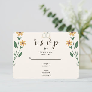 Cartão de Resposta para Casamento de Flores Silves