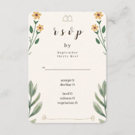 Cartão de Resposta para Casamento de Flores Silves