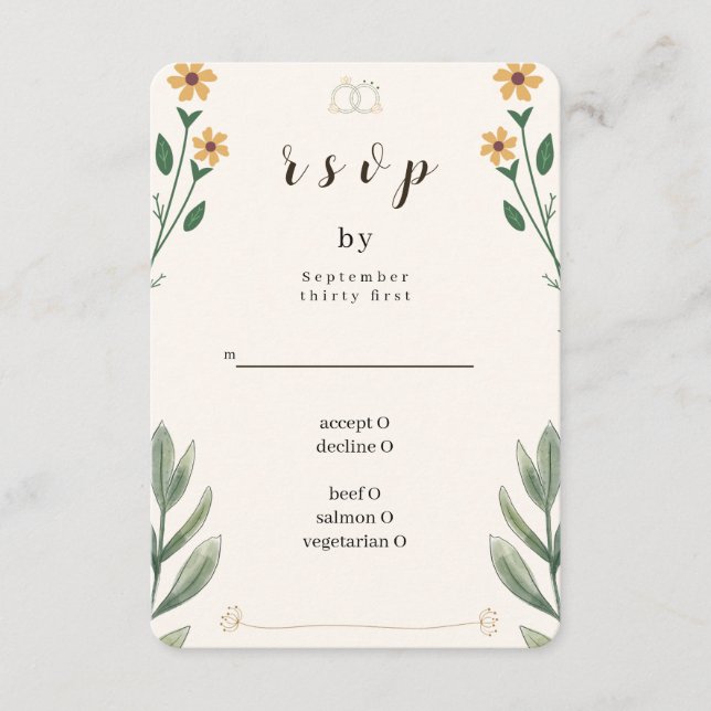 Cartão de Resposta para Casamento de Flores Silves (Frente)