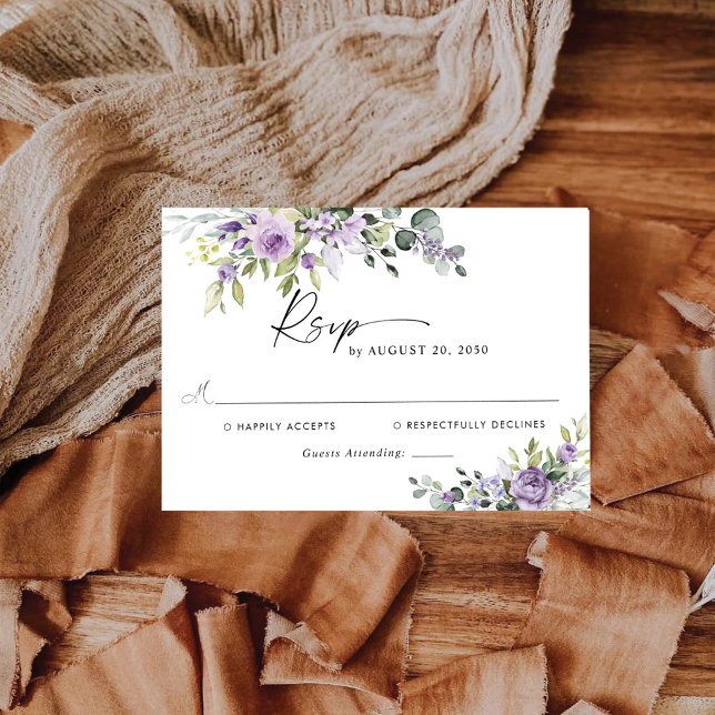 Cartão de Resposta para Casamento de Flores Violet (Criador carregado)