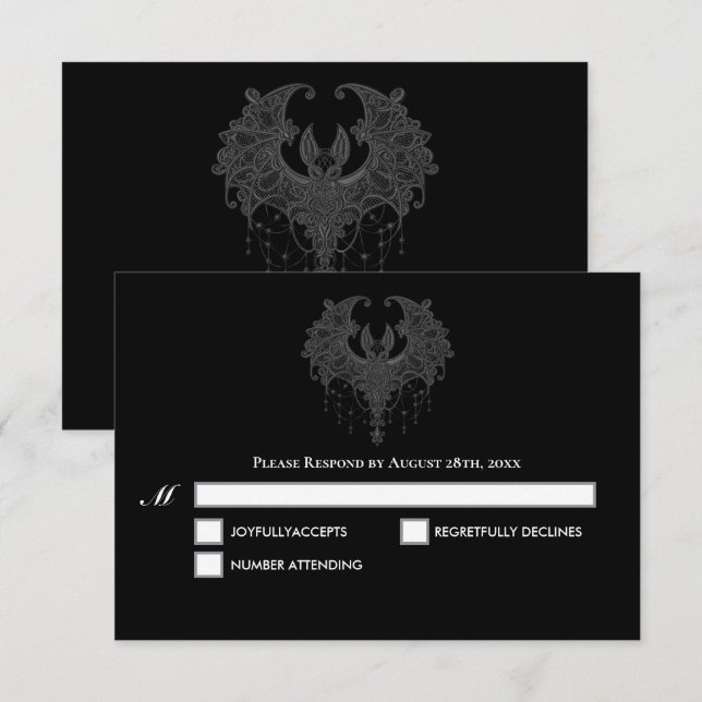 Cartão de Resposta para Casamento de Halloween com (Frente/Verso)