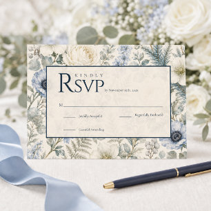 Cartão de Resposta para Casamento de Inverno Flo