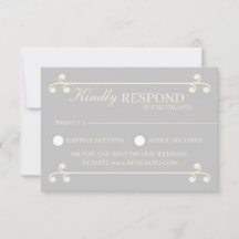 Cartão de Resposta para Casamento de Luxo Marfim e