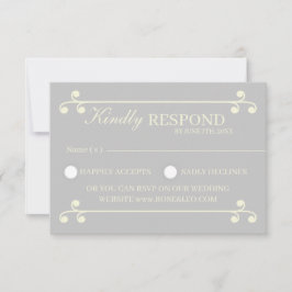 Cartão de Resposta para Casamento de Luxo Marfim e