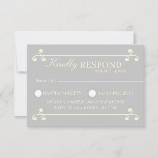 Cartão de Resposta para Casamento de Luxo Marfim e