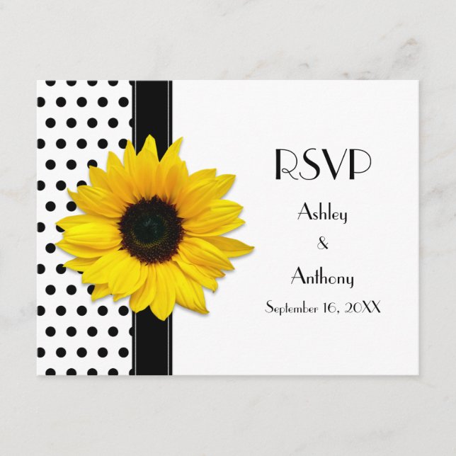 Cartão de Resposta para Casamento de Pontos Pretos (Frente)