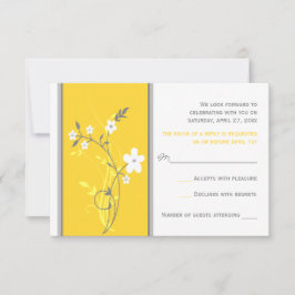 Cartão de Resposta para Casamento Floral Amarelo,