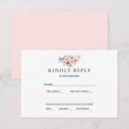 Cartão de Resposta para Casamento Floral Corado