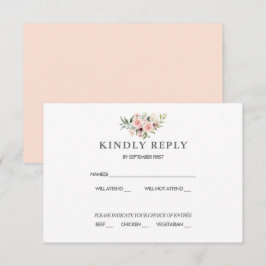 Cartão de Resposta para Casamento Floral Corado