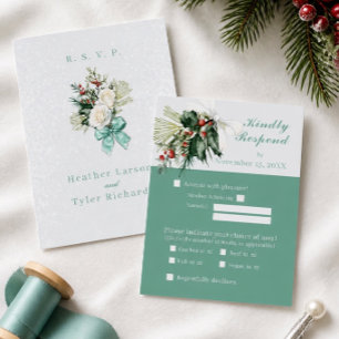 Cartão de Resposta para Casamento Floral de Invern