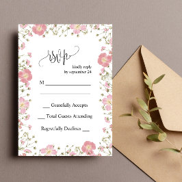 Cartão de Resposta para Casamento Floral de Outono
