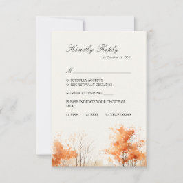 Cartão de Resposta para Casamento Floresta de Outo
