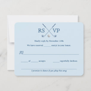 Cartão de Resposta para Casamento Golf Clubs Blue 