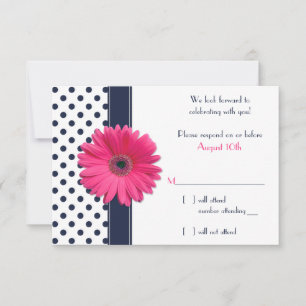 Cartão de Resposta para Casamento Navy Branco Boli