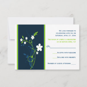 Cartão de Resposta para Casamento Navy, Verde Lima