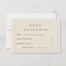 Cartão de Resposta para Casamento Quadro Dourado |