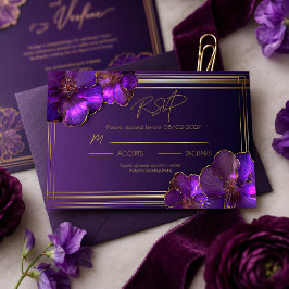 Cartão de Resposta para Casamento Violeta Luminoso