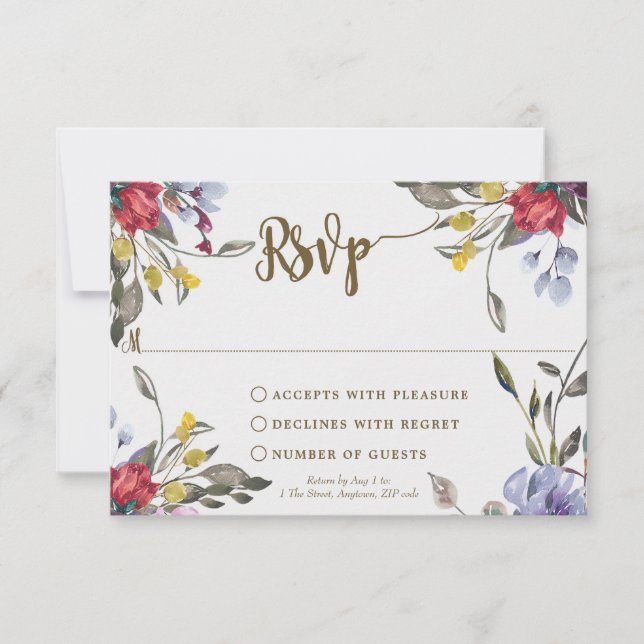 cartão de resposta para chá de noiva boho com flor (Frente)