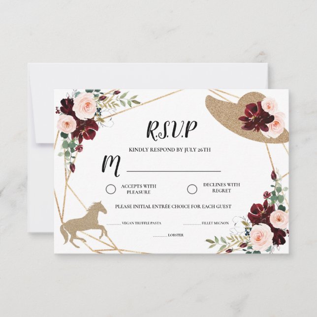 Cartão de Resposta para Chuveiro de Noiva do Derby (Frente)