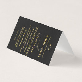 Cartão de Resposta para Convite de Casamento Preto