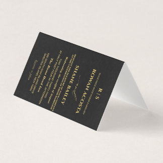 Cartão de Resposta para Convite de Casamento Preto