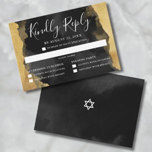 Cartão de Resposta para Convite de Mitzvah com Aqu