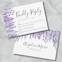 Cartão de Resposta para Festa de 15 Anos Roxo Flor